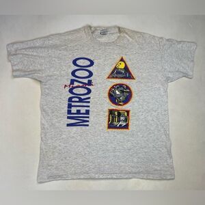 VINTAGE Metro Zoo Miami Graphic T-shirt Men XL Gray USA 90s Single Stitch